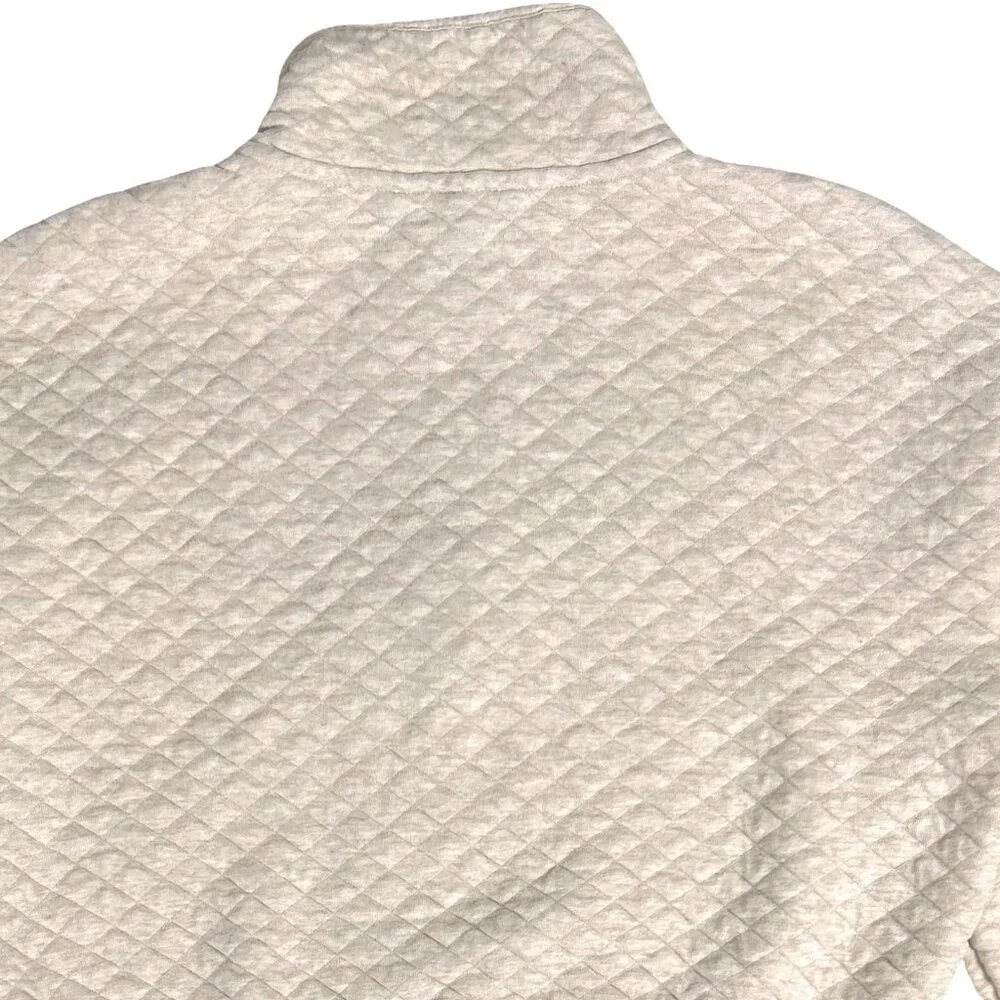 Quilted Quarter Zip Sweatshirt Banana Republic Factory Oatmeal Heather - Picture 9 of 14